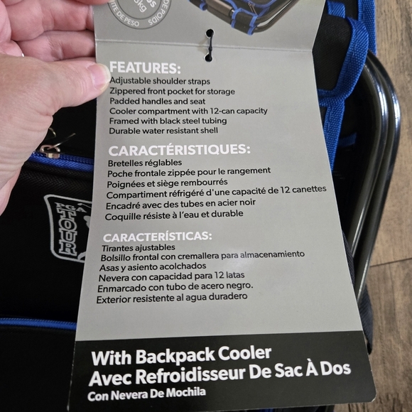 PGA Tour Spectator Black/Blue Folding Chairs With Backpack Cooler,new With Tags - Picture 14 of 15